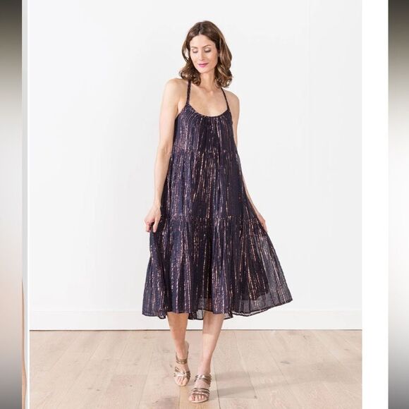 Ulla Johnson Samara dress midnight navy bronze 4 boho lined - Picture 6 of 9